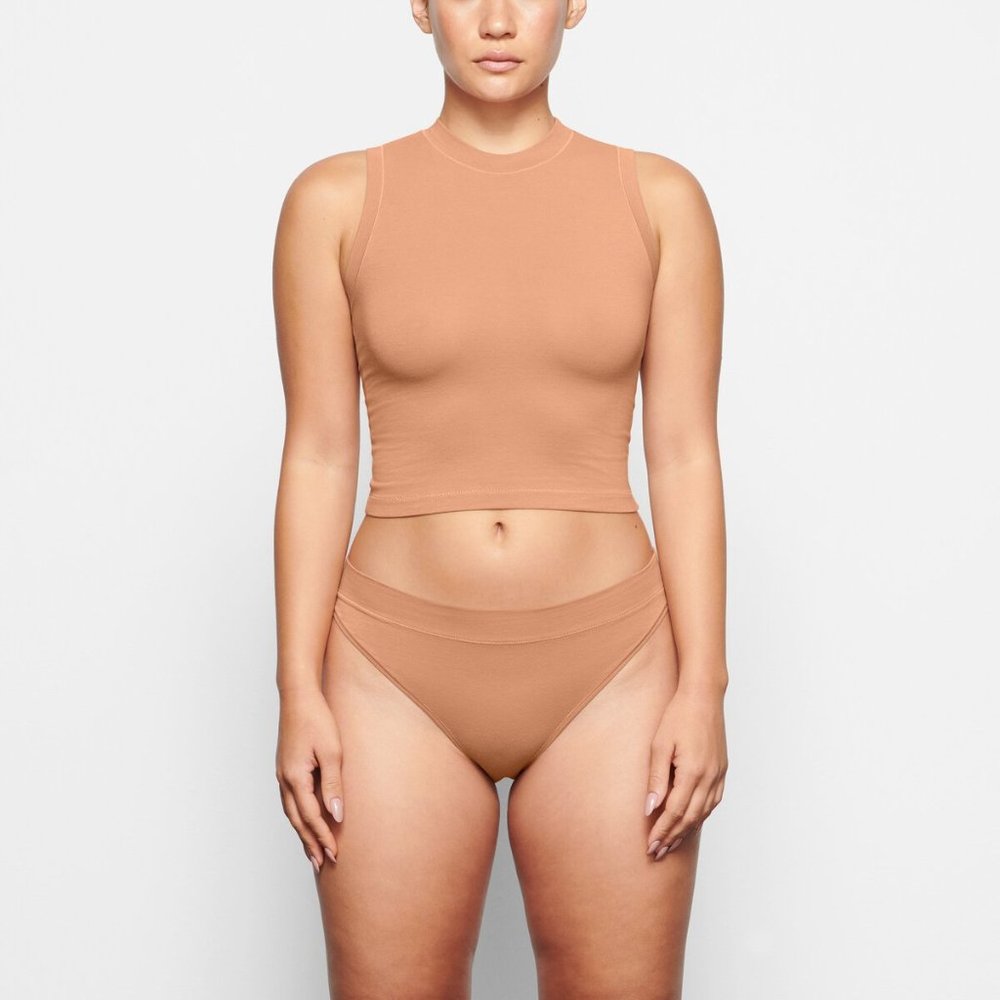 Skims Cotton Jersey Mock Neck Tank